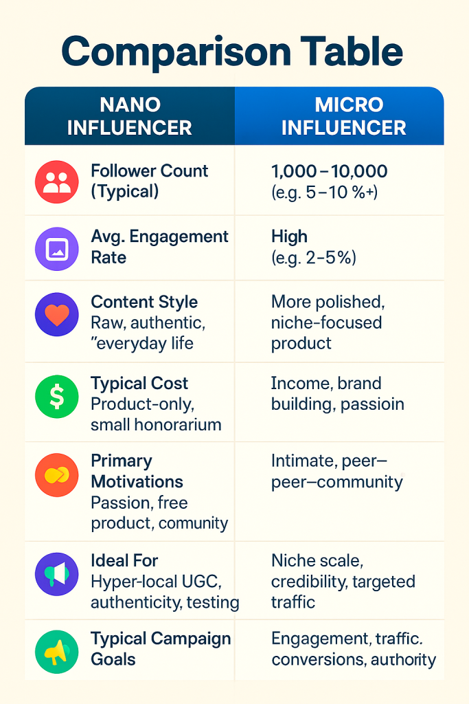 infograpic on micro and nano influencers
